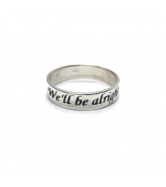R002233 Handmade Sterling Silver Ring Band We'll be alright Genuine Solid Stamped 925